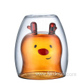 Snowman Bear Shape Double Wall Glass Drinking